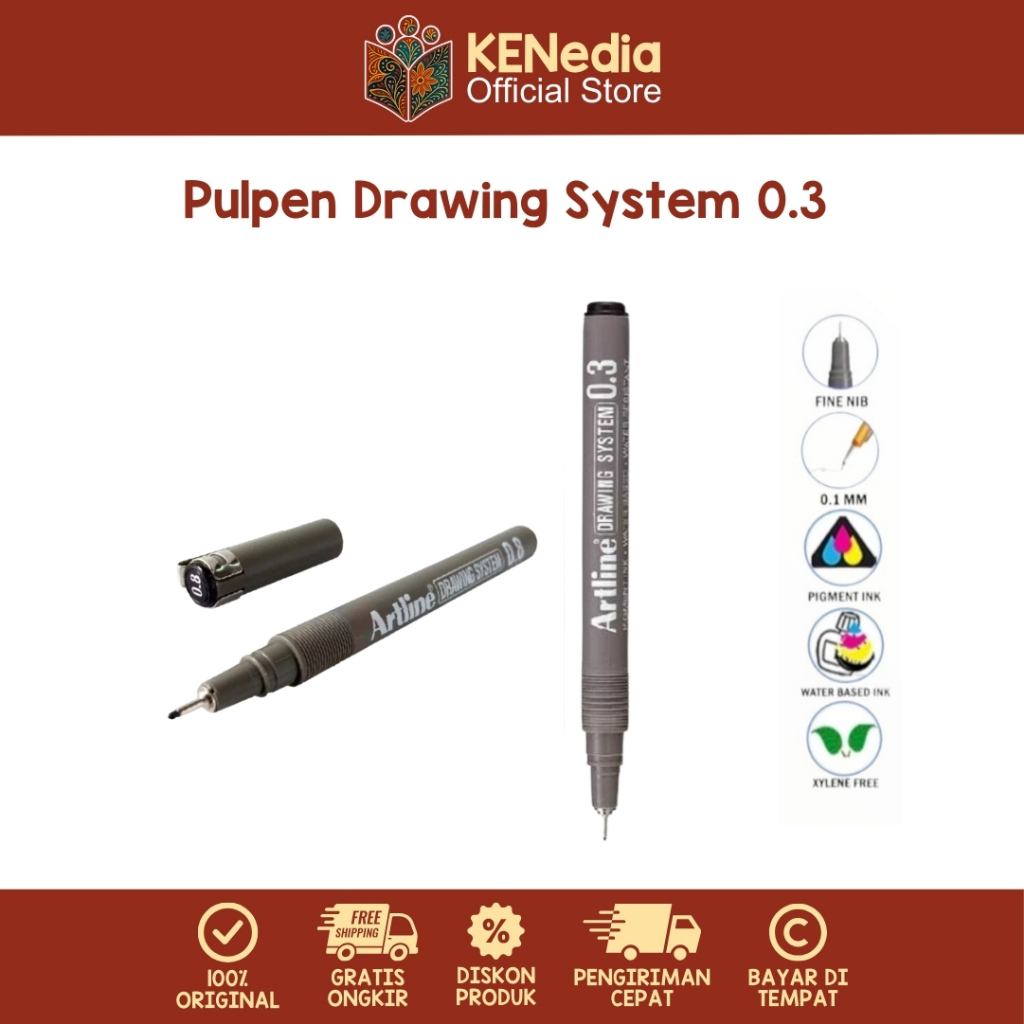 

( Eceran / Pcs ) Pulpen Menggambar Artline / ARTLINE Drawing System Pen 0.3