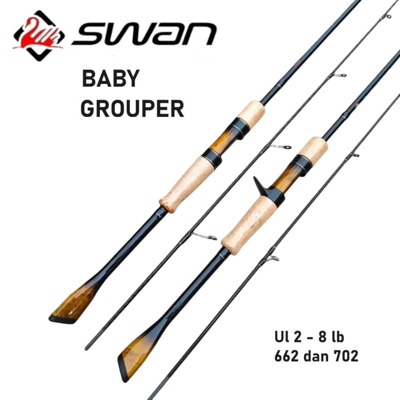 joran pancing Swan Baby Grouper Ul 2 - 8 lb 662 dan 702 Joran Ultralight carbon solid COD