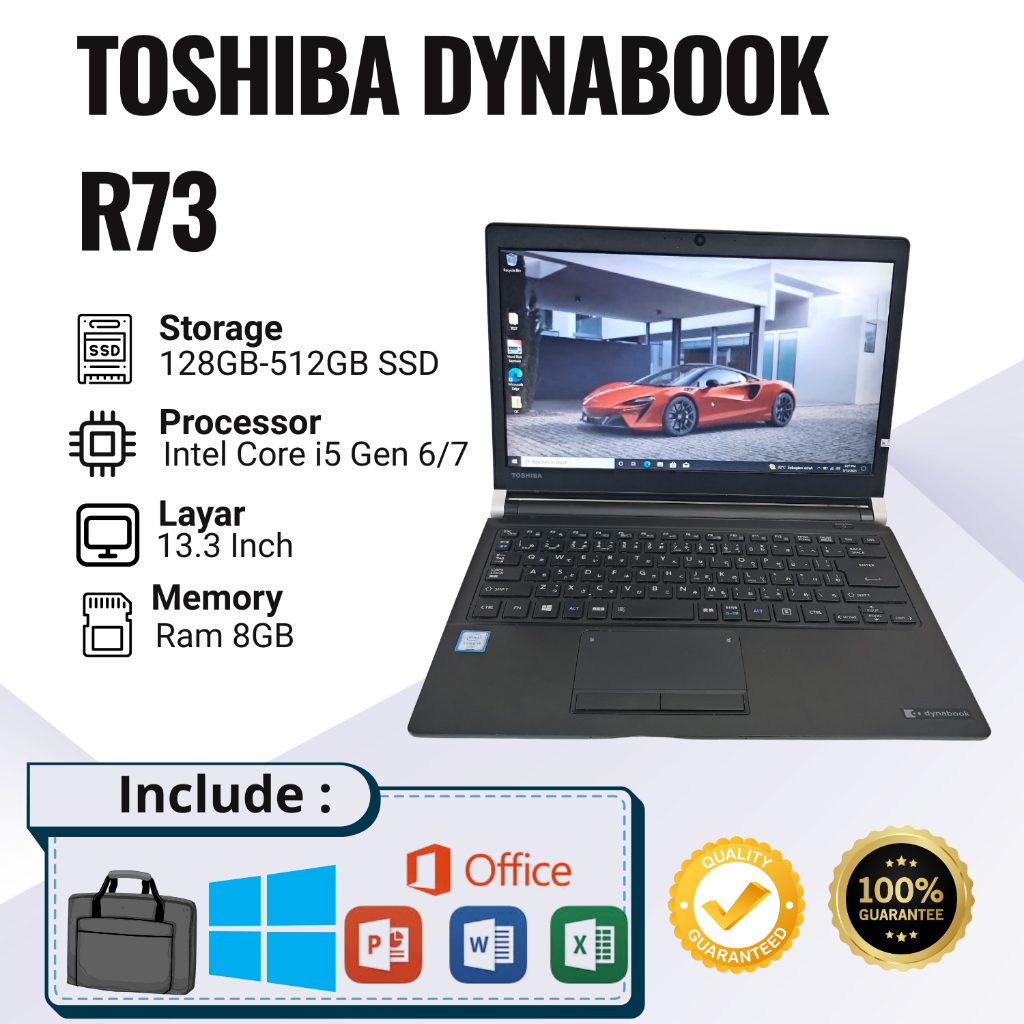 Laptop 2nd Termurah Toshiba Dynabook R73 Intel Core i5 Gen 6/7 Ram 8GB SSD 128GB-512GB Second Berkua