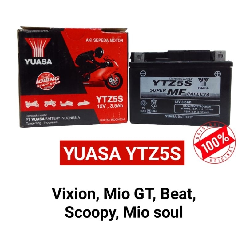 aki motor Yuasa YTZ5S original buat motor Vixion, beat, Vario, scoopy