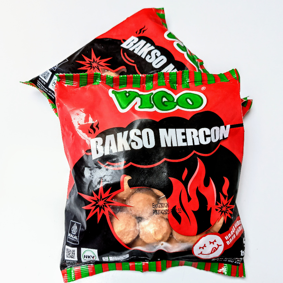 

VIGO Bakso MERCON isi 50 Baso Sapi Kecil Pedas 600gr Halal Enak