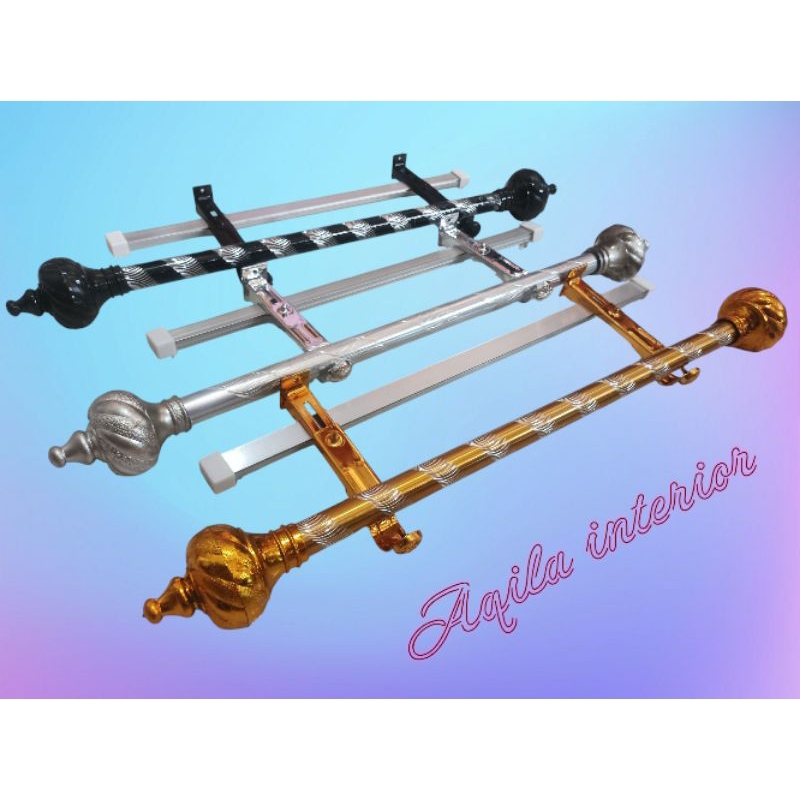 PAKET BATANG GORDEN DOUBLE SET REL KOTAK VITRASE Ukuran mulai dari 50cm-200cm