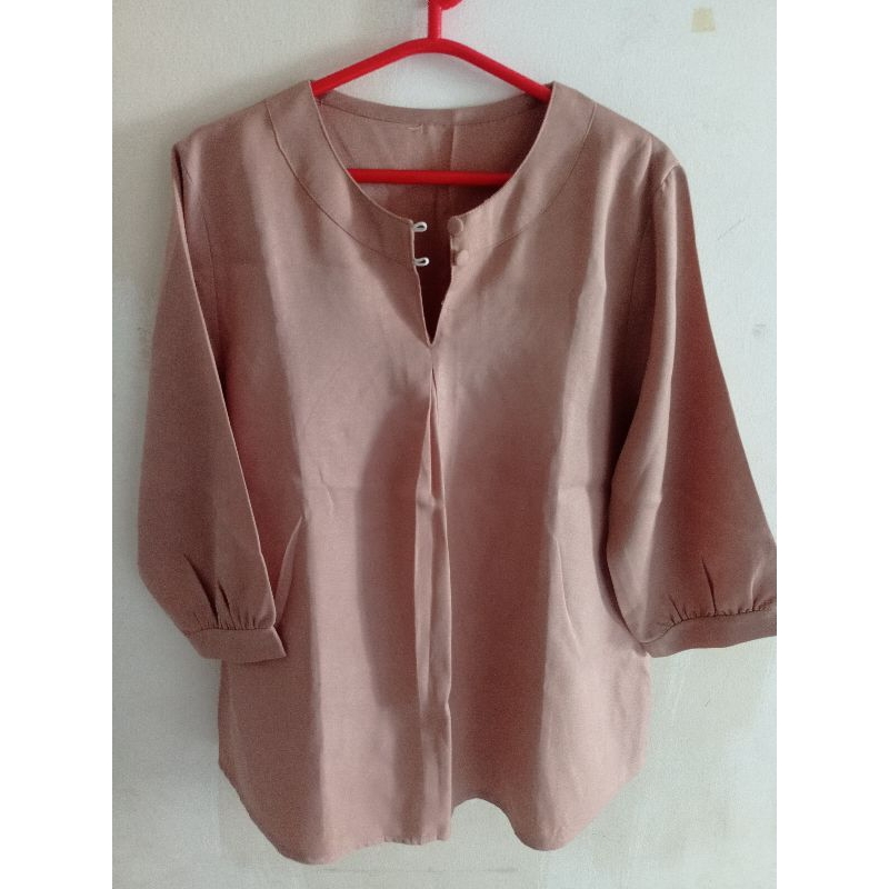 PL blouse warna nude