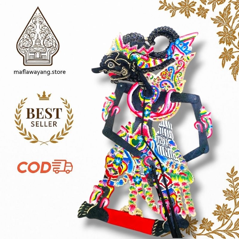 wayang kulit asli Gatotkaca hitam ukuran standar
