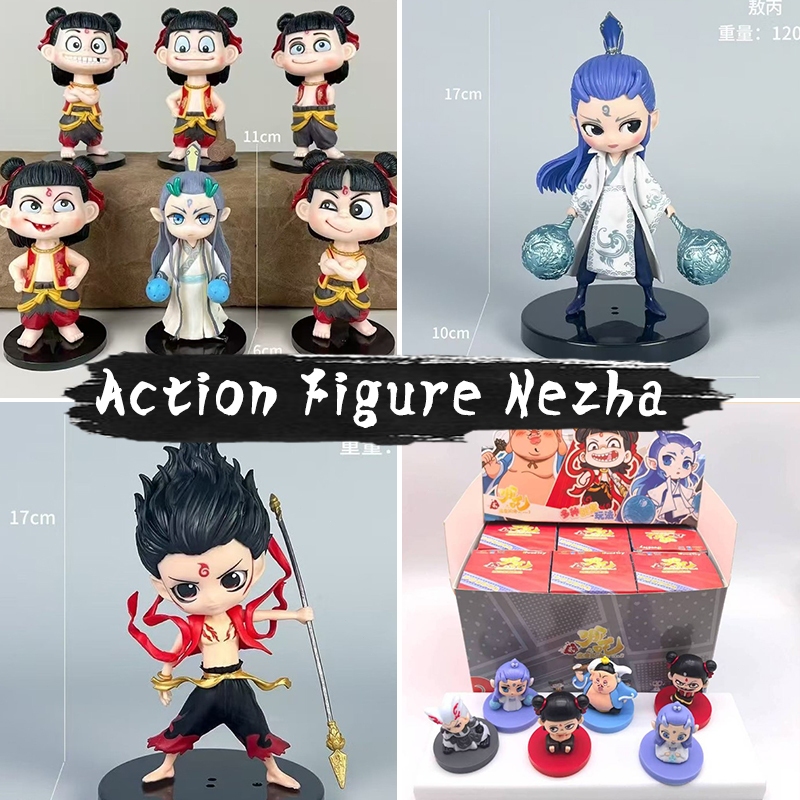 [Ready]  Patung Nezha: Anak Iblis Turun2Figurin Kartun Anime Nezha Ao Bing Mainan Dekorasi Desktop M