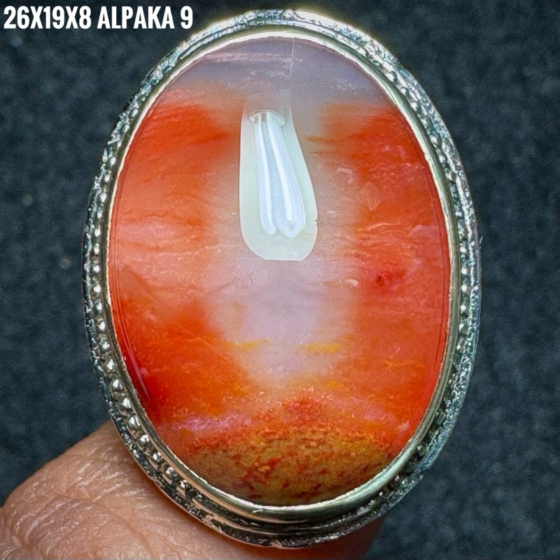 Cincin Batu Akik Natural Baturaja Merah Putih