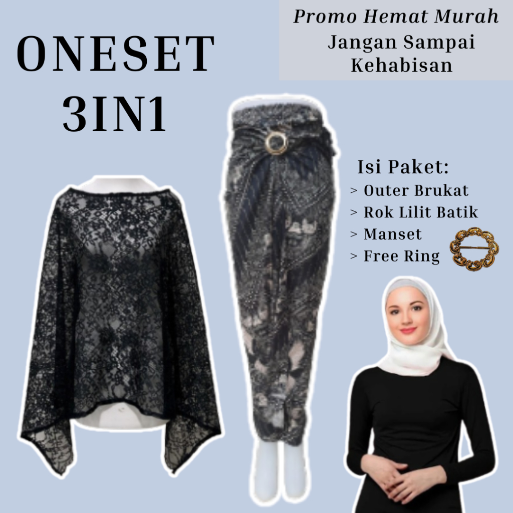Kebaya Brokat Kondangan Modern | Kebaya Elegan Hijab Friendly | Set kebaya outer brukat cantik mix l