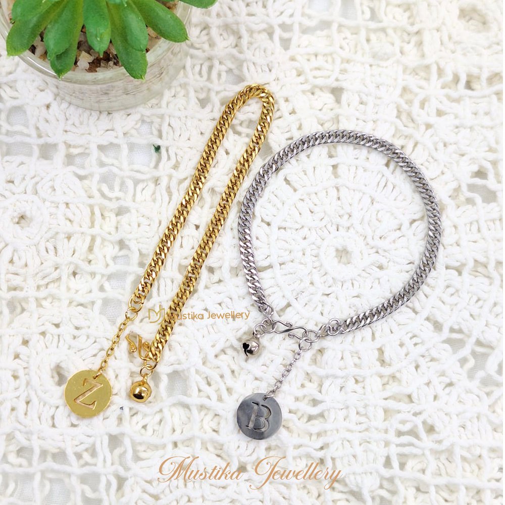 CUSTOM HURUF  gelang titanium size anak dan dewasa motif sisik naga