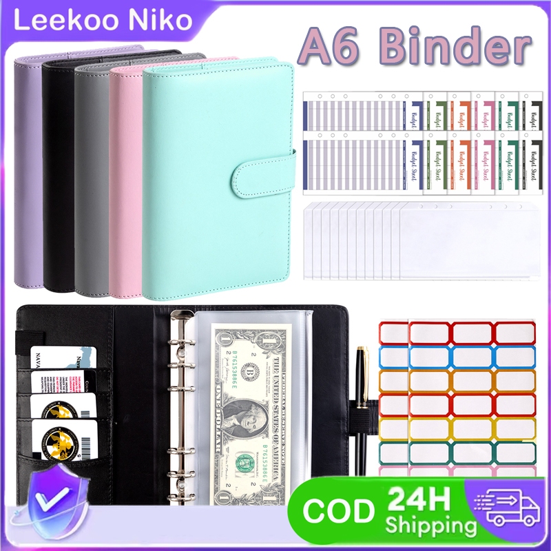 

Binder A6 Daun Longgar Macaroon PU Buku Catatan Kulit Buku Catatan Keuangan Keuangan Keluarga Buku Tabungan Uang Saku Zip