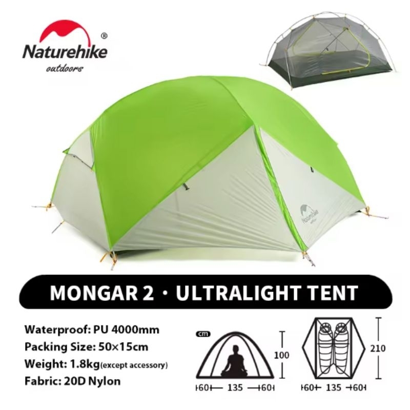 Tenda Naturehike Mongar 2 20D Green Gray NH17T006-T
