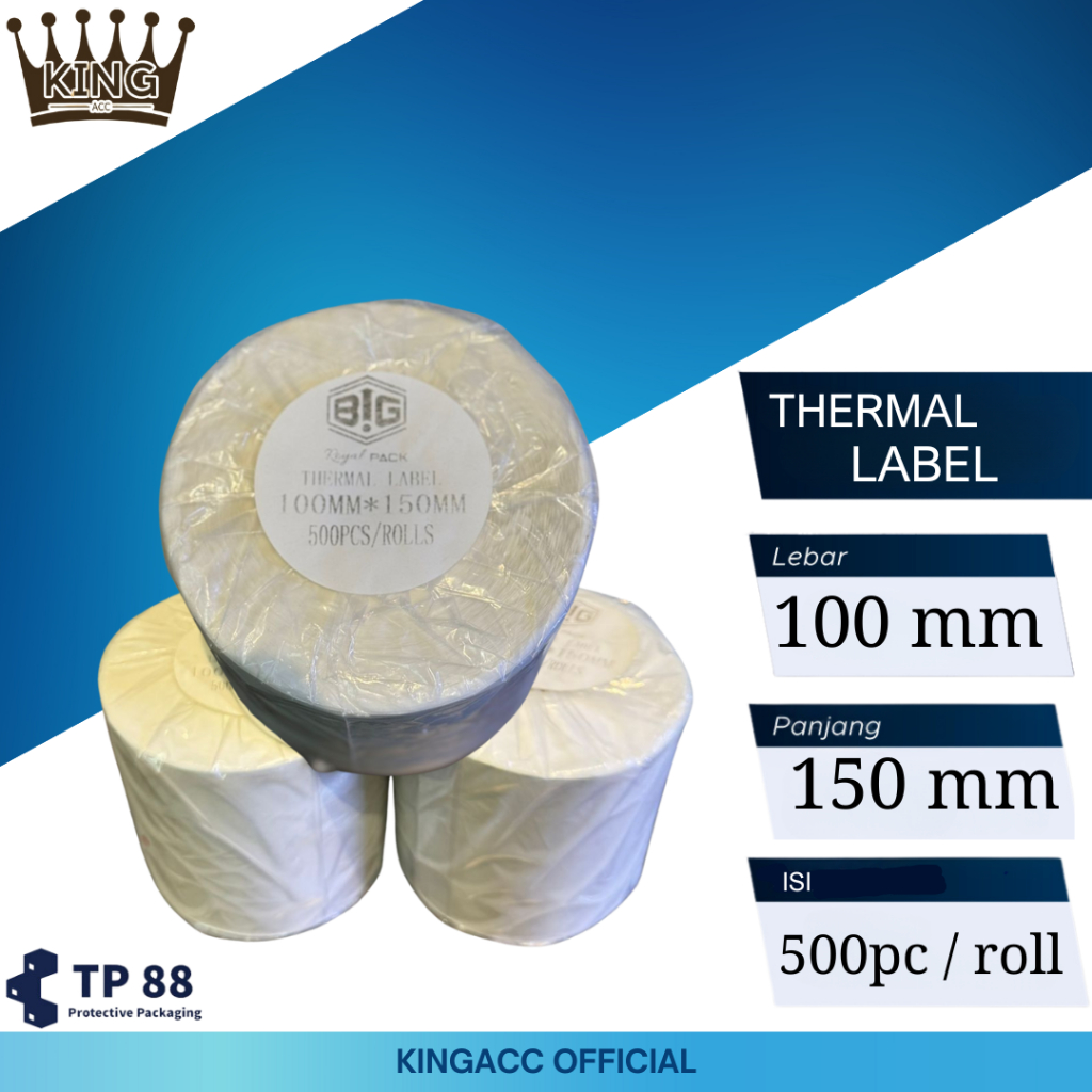 

Thermal Label Sticker Kertas Thermal 100mm x 150mm 1 roll isi 500pc sheet