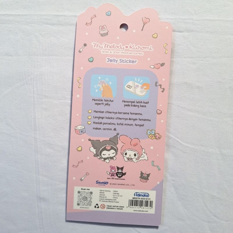 

Kuromi My Melody Jelly Embossed Stickers -Adinata 2533-6131 / Stiker / Label / Perekat