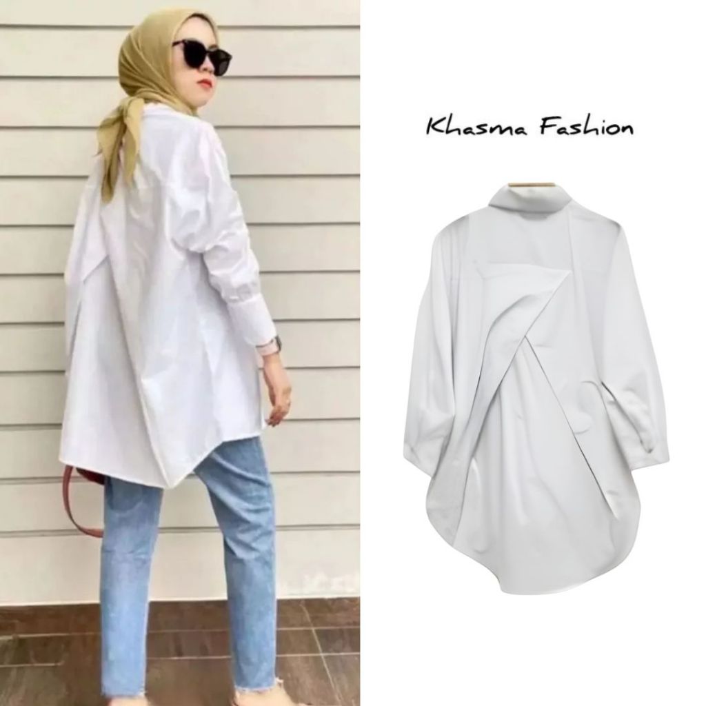 Atasan Wanita Jumbo Luxia Blouse Merdeka Merah Putih Bahan Katun