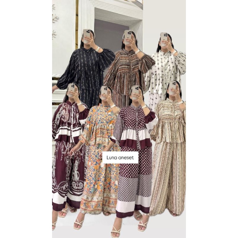 Luna One set Annisa Fashion ORI// One set Kulot terbaru Bisa COD
