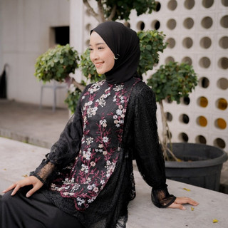 Delova Wardrobe - GAMIS ARUNA Brukat Dress Bordir Outfit Modern Lace Embroidery Brocade Garden Lebaran Idul Fitri Muslim Wanita Tulle Kondangan Korean look Tutu  Rok Tile Queenbee Fashion Terbaru Termurah