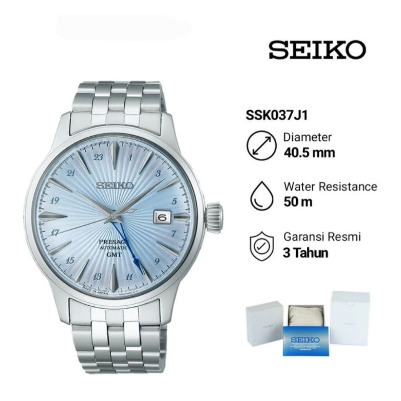 Seiko Presage SSK037J1 Cocktail Time GMT Jam Tangan Pria Original