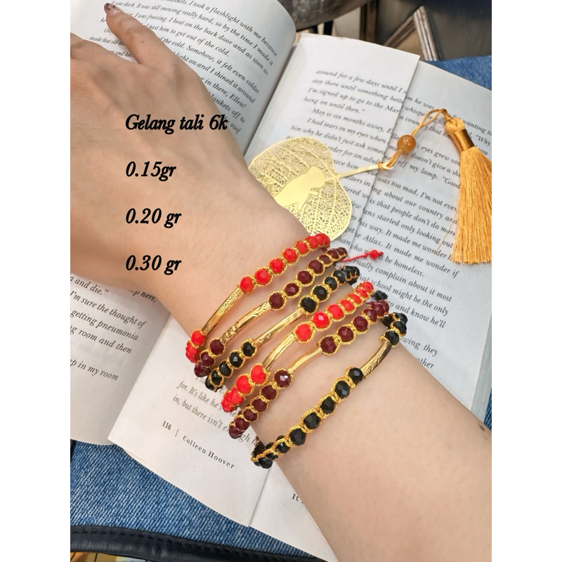 Gelang tali kepang emas bambu ukir rosegold