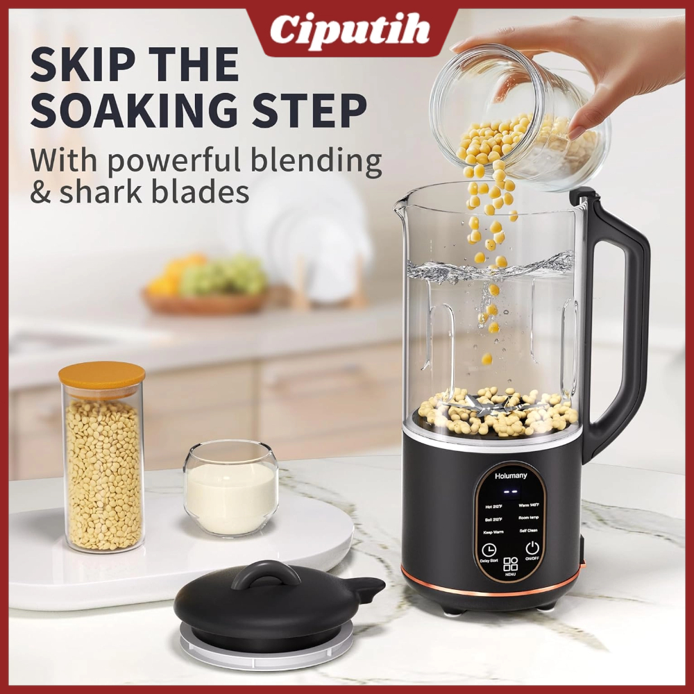 Pembuat Susu Kacang, Pembuat Susu Otomatis 35oz untuk Susu Almond, Oat, Kedelai, Susu Nabati dan Min