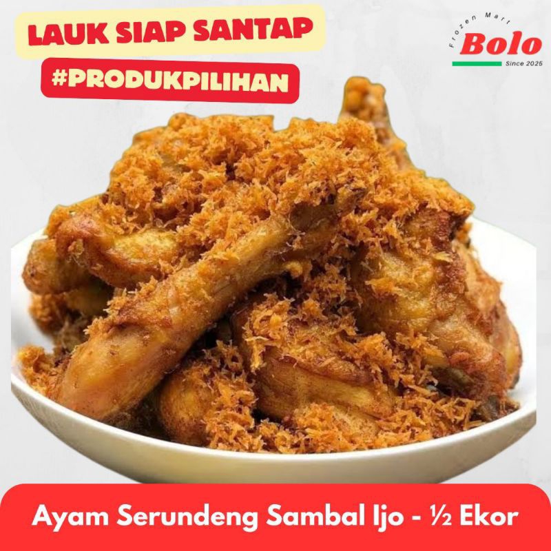 

#LaukSiapMasak Ayam Ungkep Serundeng dengan Sambal Ijo - 1/2 Ekor