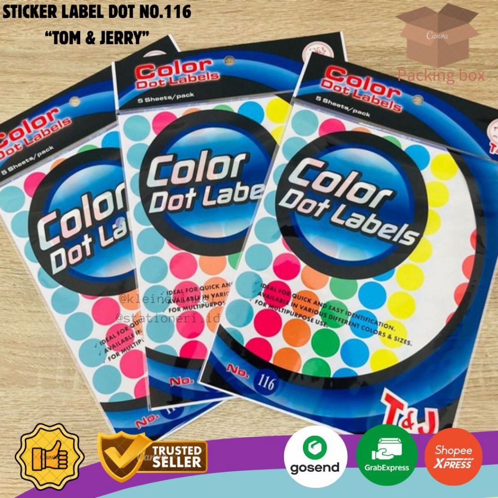 

Sticker Label Dot TOM & JERRY No.116 Warna-Warni isi 5 Lembar [ 1 PACK ]