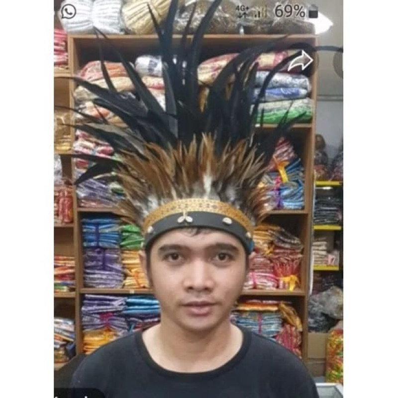 Bulu Aksesoris Adat Papua/Dayak Ikat Kepala Dan Gelang
