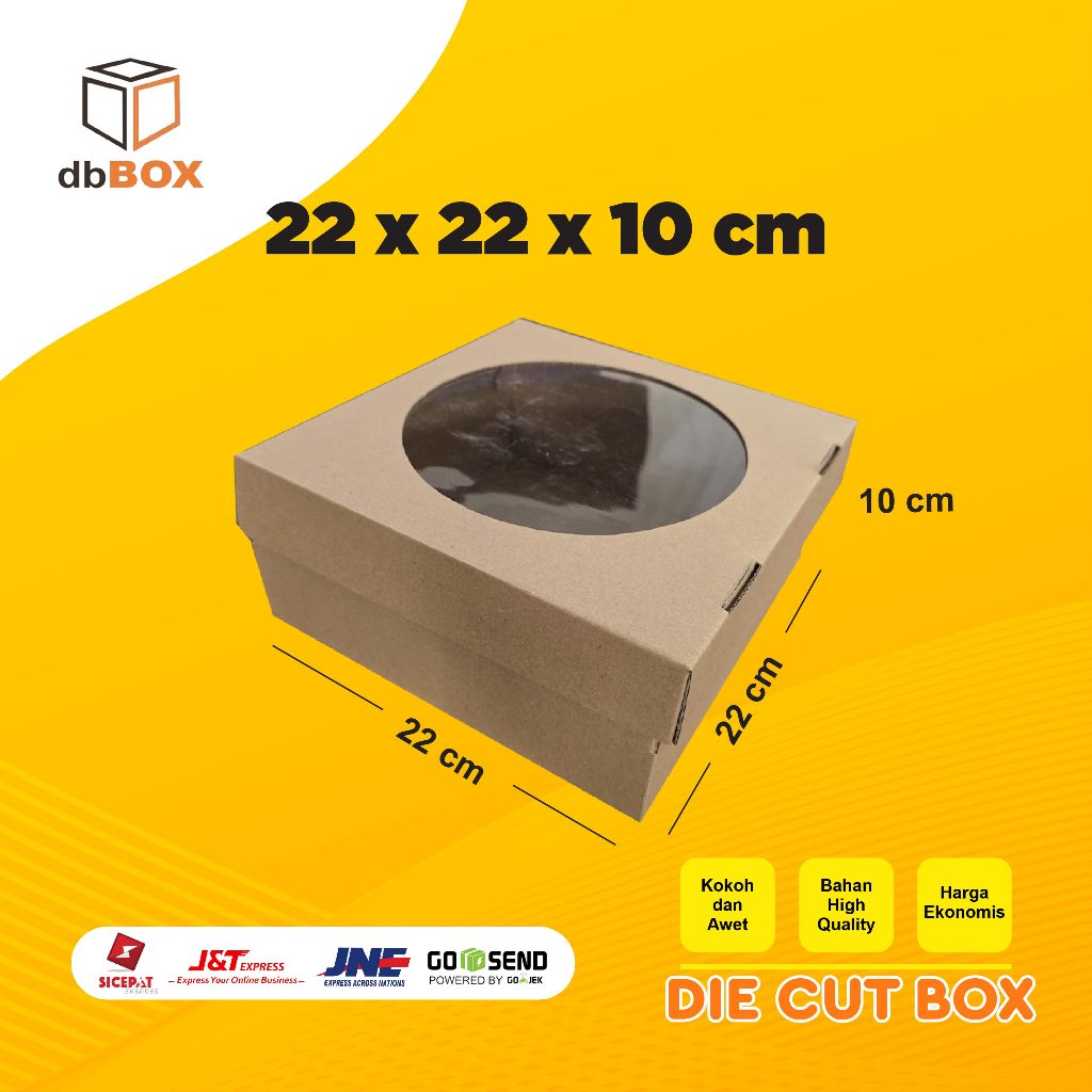 

BOX KUE MIKA 22x22x10 cm kardus die cut, untuk kue hampers gift box