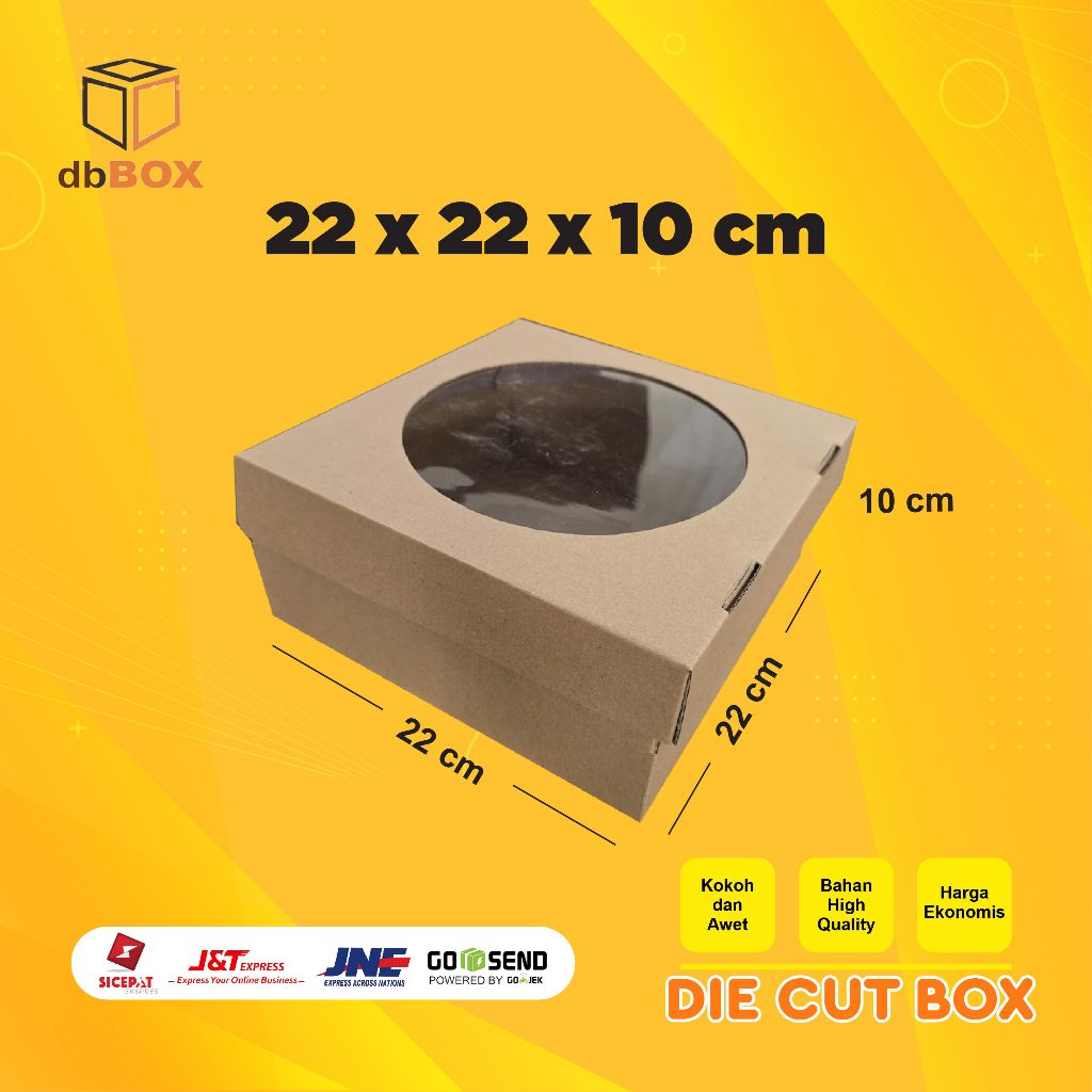 

BOX KUE MIKA 22x22x10 cm kardus die cut, untuk kue hampers gift box