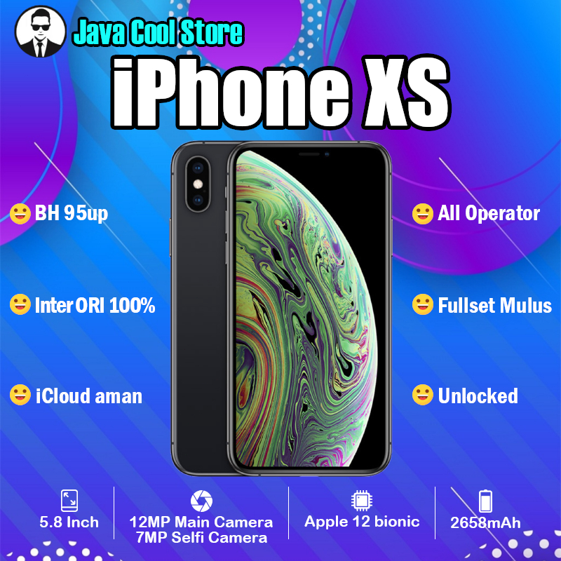 iPhone XS 64GB 256GB Second-hand ORI Face ID fullset Unlocked Garansi Sinyal iCloud Aman PHONE XS