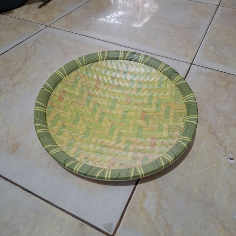 Piring anyam melamin/Piring anyam bulat kaki miring PAB 10D