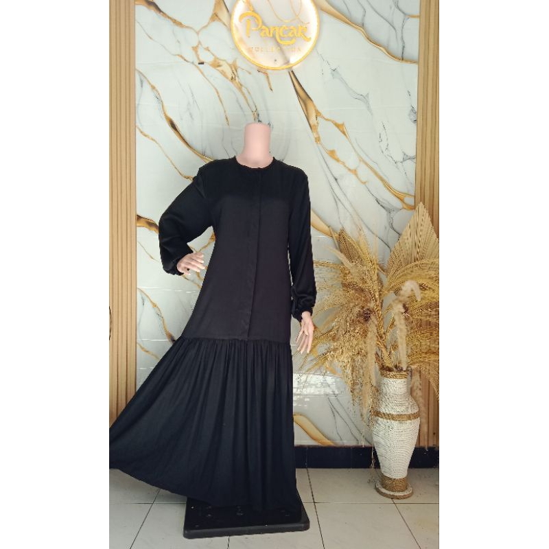 Gamis hitam rayon premium tebal