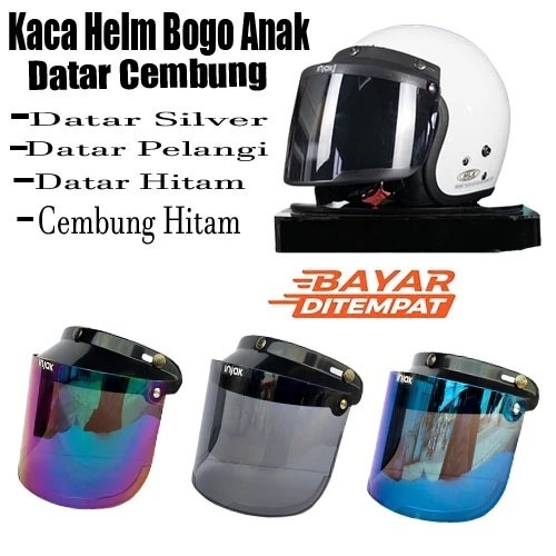 Kaca Helm Bogo Anak / Kaca Helm Bogo Anak datar cembung hitam bening