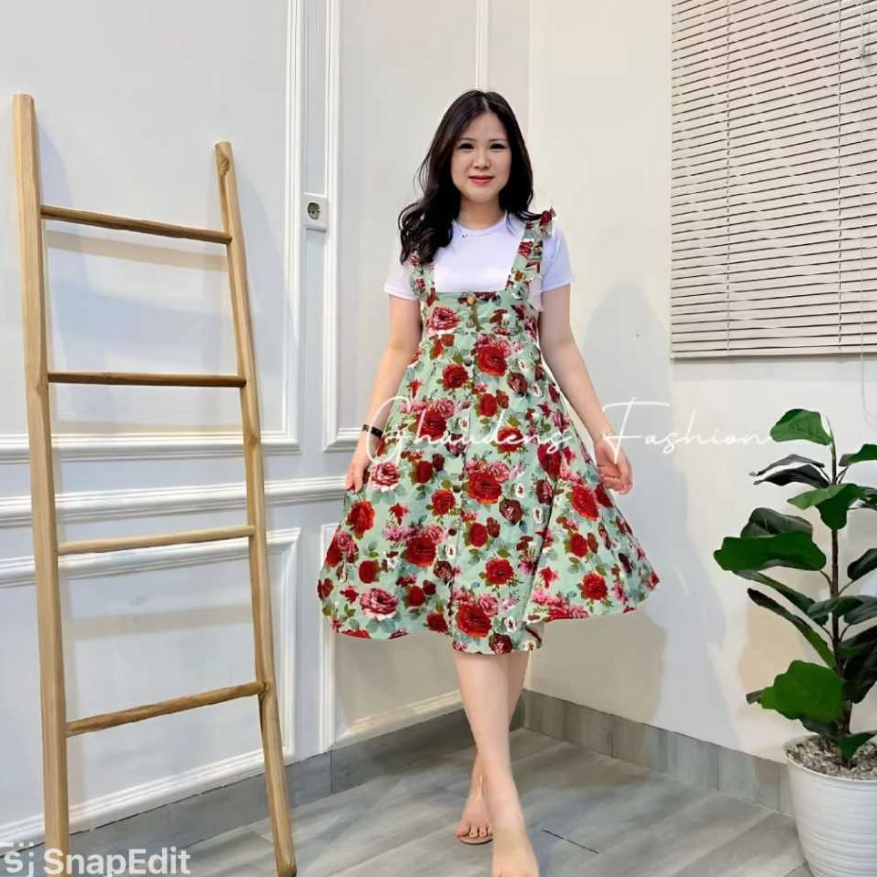 KODE V77V Baju Kodok Wanita Korea Style Overall Wanita The Rose Ruffle Baju Kodok Wanita