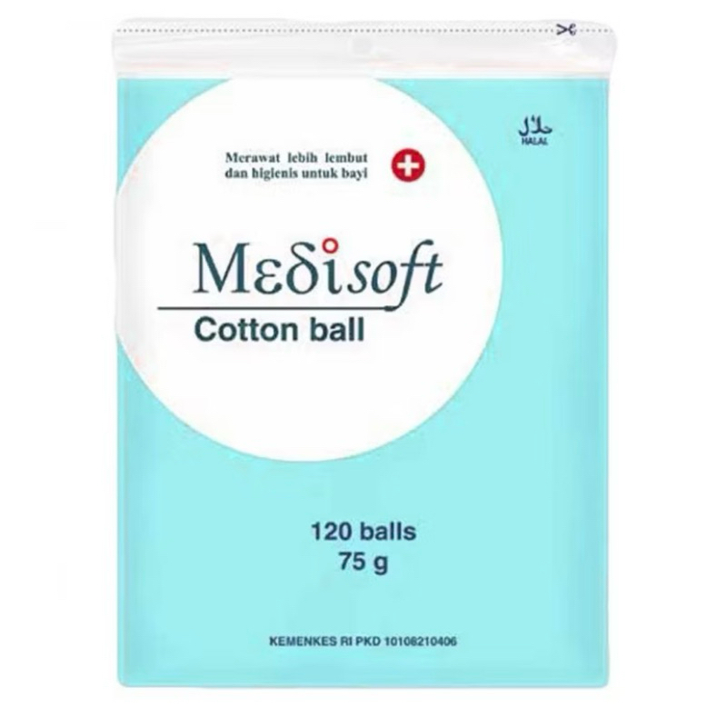 Kapas Medisoft Cotton Ball 120 Balls 75gr Bola Kapas Biru Hijau Tanpa Pemutih Kapas Bulat Wajah Tipi