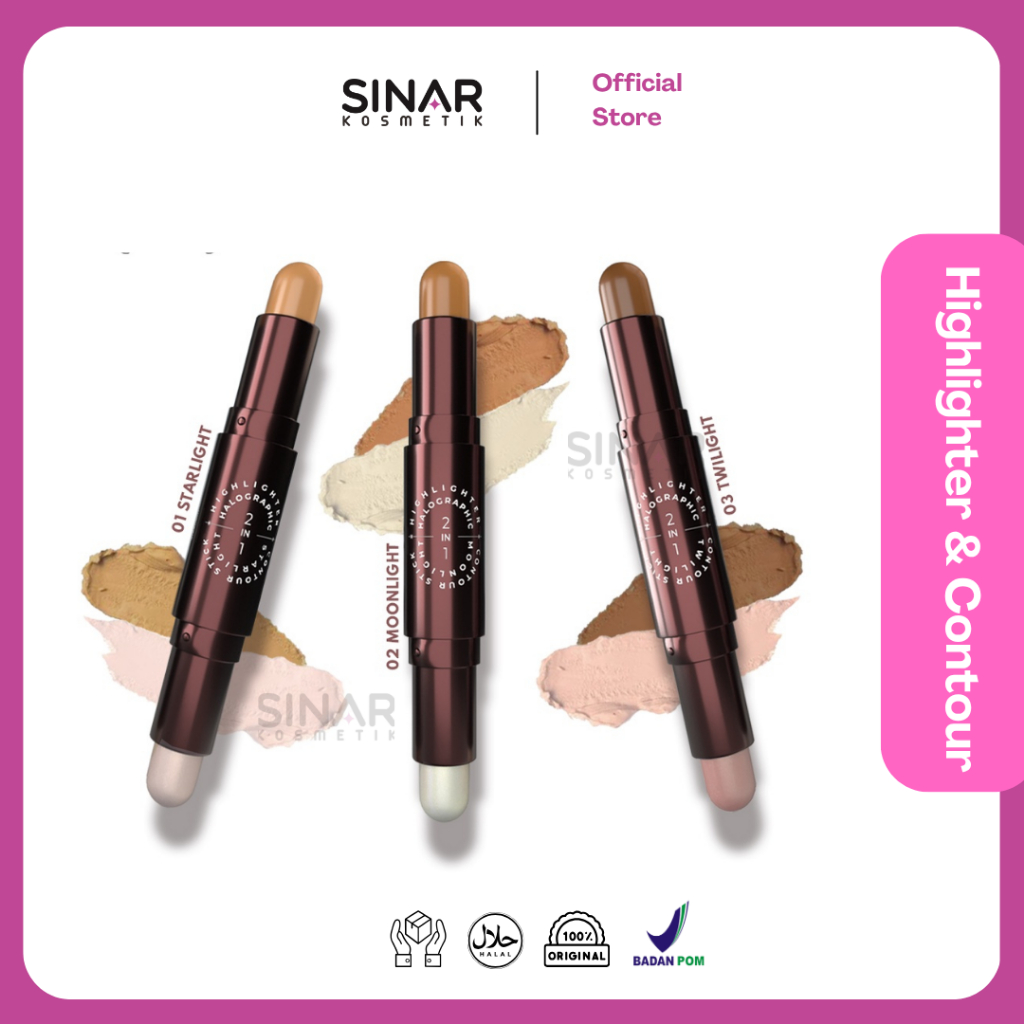Madame Gie Halographic 2in1 Highlighter & Contour Stick | Starlight | Twilight | Moonlight