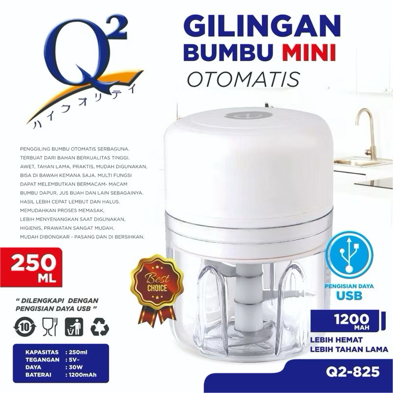 Mini Chopper Blender Portable| Gilingan Bumbu Mini Elektrik 250ml | Gilingan Bumbu Mini Q2-825|Gilin