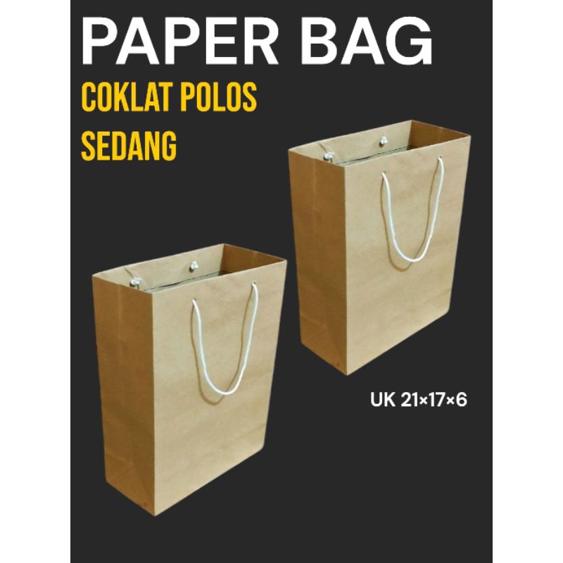 

[ MURAH ] 50PCS Paper bag coklat sedang UK 21×17×5 Tas souvenir hajatan
