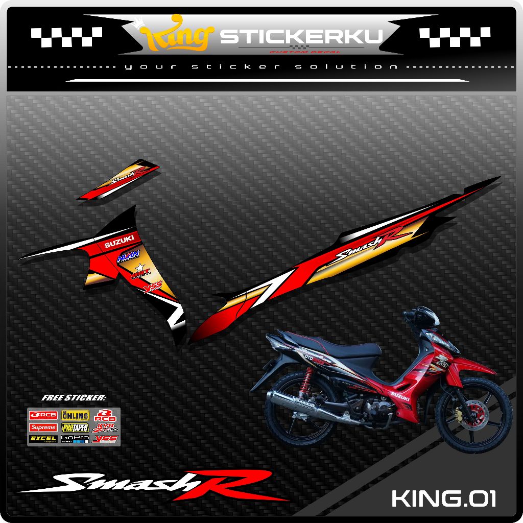 Sticker Striping List Variasi Smash 110 - Stiker Striping Motor Smash Lama Desain Racing. KS.01