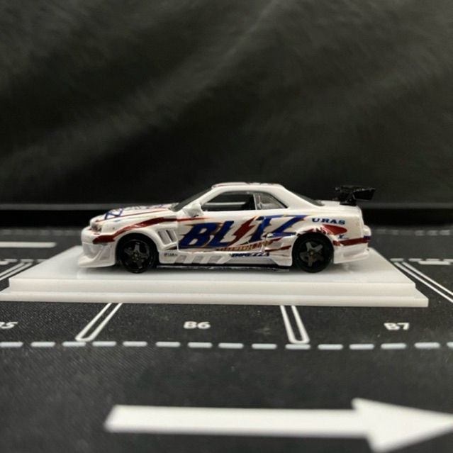 Hot Wheels R34 Custom Bodykit Carlomo livery Blitz Uras D1 Drift wide body handmade Wheels Te37 Carl