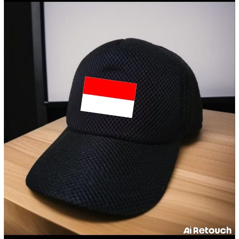 Topi Indonesia Topi jaring merah putih topi merah putih Bordir