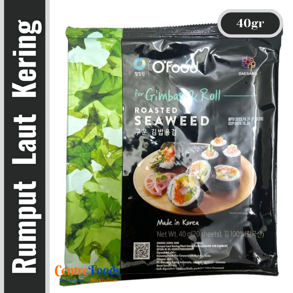 

Rumput Laut Kering Nori - Chung Jung One Gimbap & Roll O'FOOD | Isi 20 Lbr - 40gr [ Harga Per BKS ]