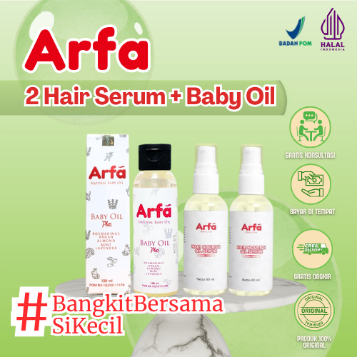 ARFA BABY TRIPLE CARE - 2 Botol Arfa baby Hair Serum + 1 Botol Arfa Baby Oil