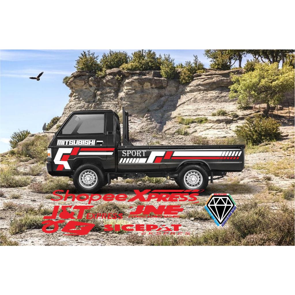 stiker pik up l300 cutting stiker keren terbaru mobil mitsubishi l300
