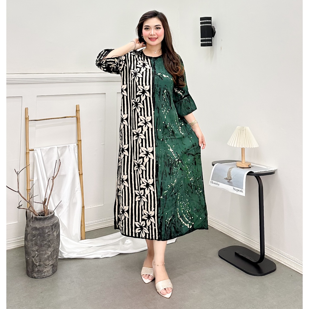 Daster Rayon Premium Daster Dress Lengan 3/4 Cap Malaman Daster Payung Ld 115 Panjang Baju 125