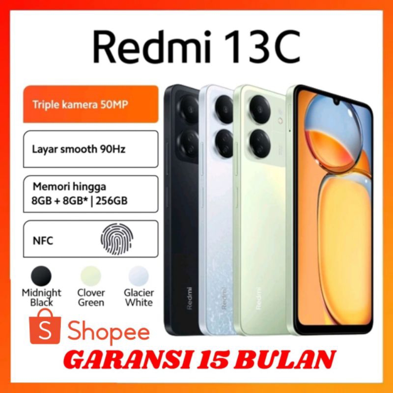 AIG [PROMO] HP XIOMI REDMI 13c Ram 8+128GB & 8+256GB Camera 50MP + Display 6,74 inches + Battery