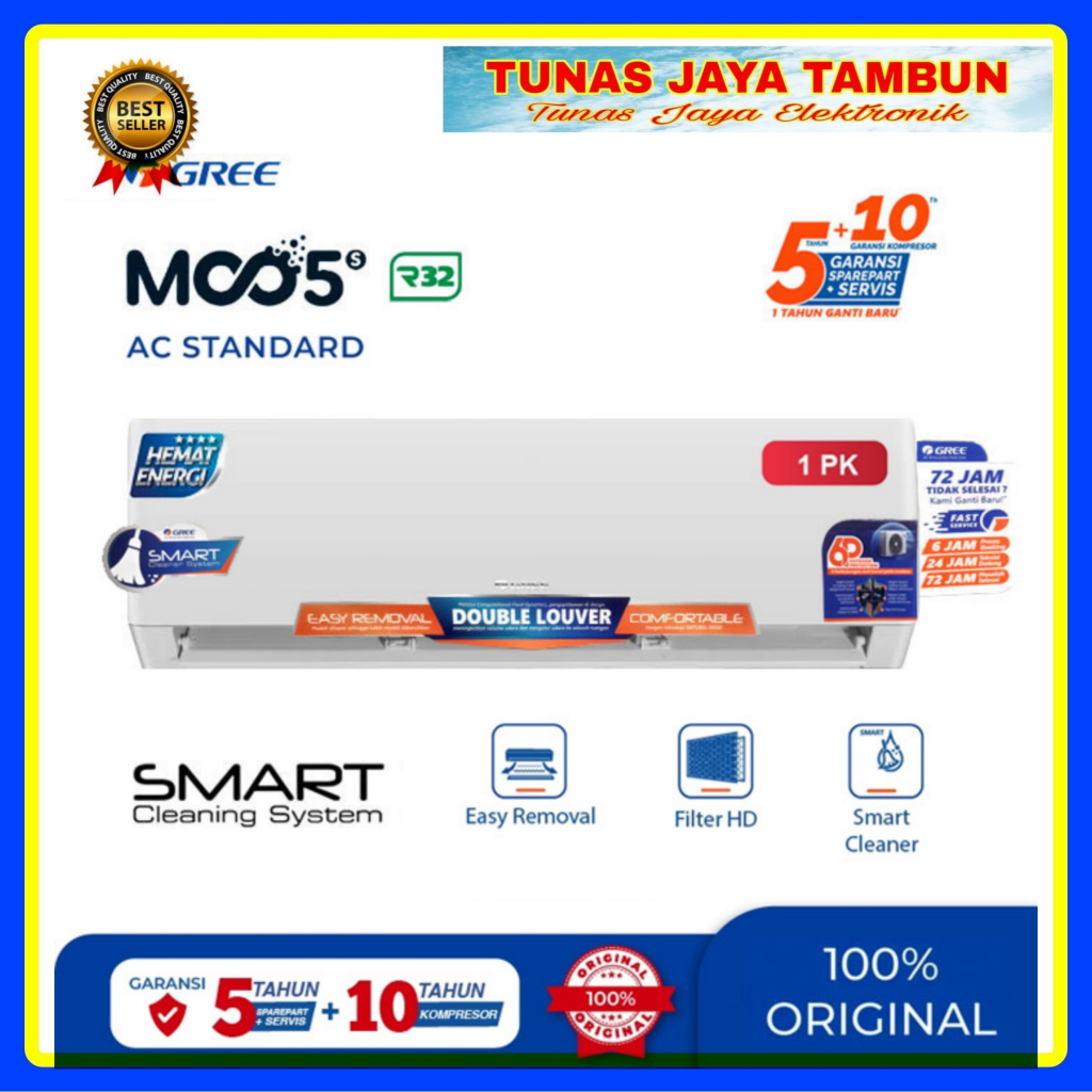 AC GREE GWC 09MOO5S / AC GREE 1 PK 09 MOO5S / GREE AC STANDARD 1PK GWC 09MOO5S