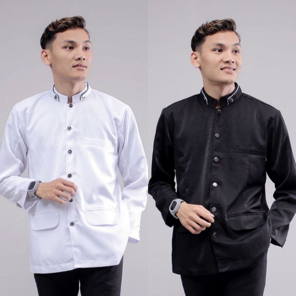 jasko jas koko fashion muslim pria lengan panjang hitam putih abu hijau baju koko semi jas