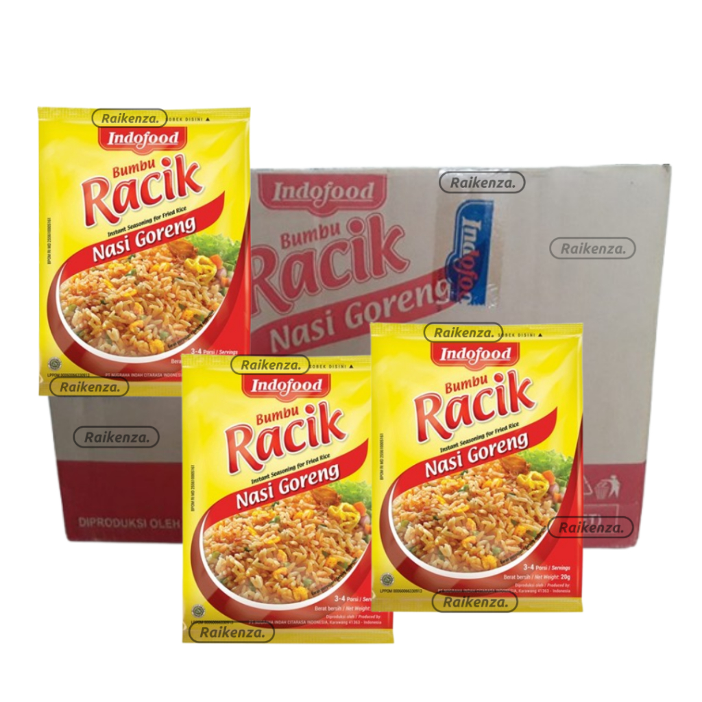 

Indofood Bumbu RACIK NASI GORENG 20gr 1 Dus Isi 200 Pcs Sachet Bumbu Instan Spesial