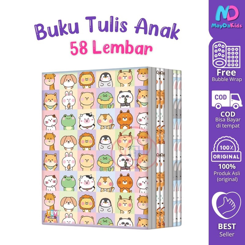 

MaydaKids - My Book Yuvi Buku Tulis Cute 58 Lembar - 10 Buku
