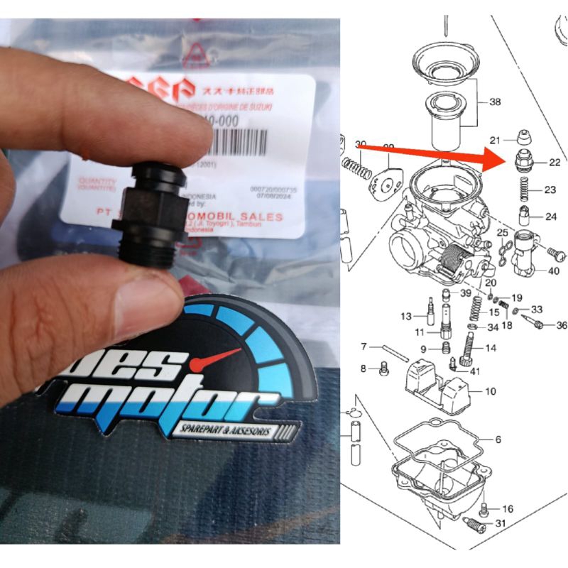Baut tutup Choke karburator SATRIA FU 150 / SHOGUN 110 / SATRIA 2TAK / SMASH / ARASHI / SHOGUN 125 R