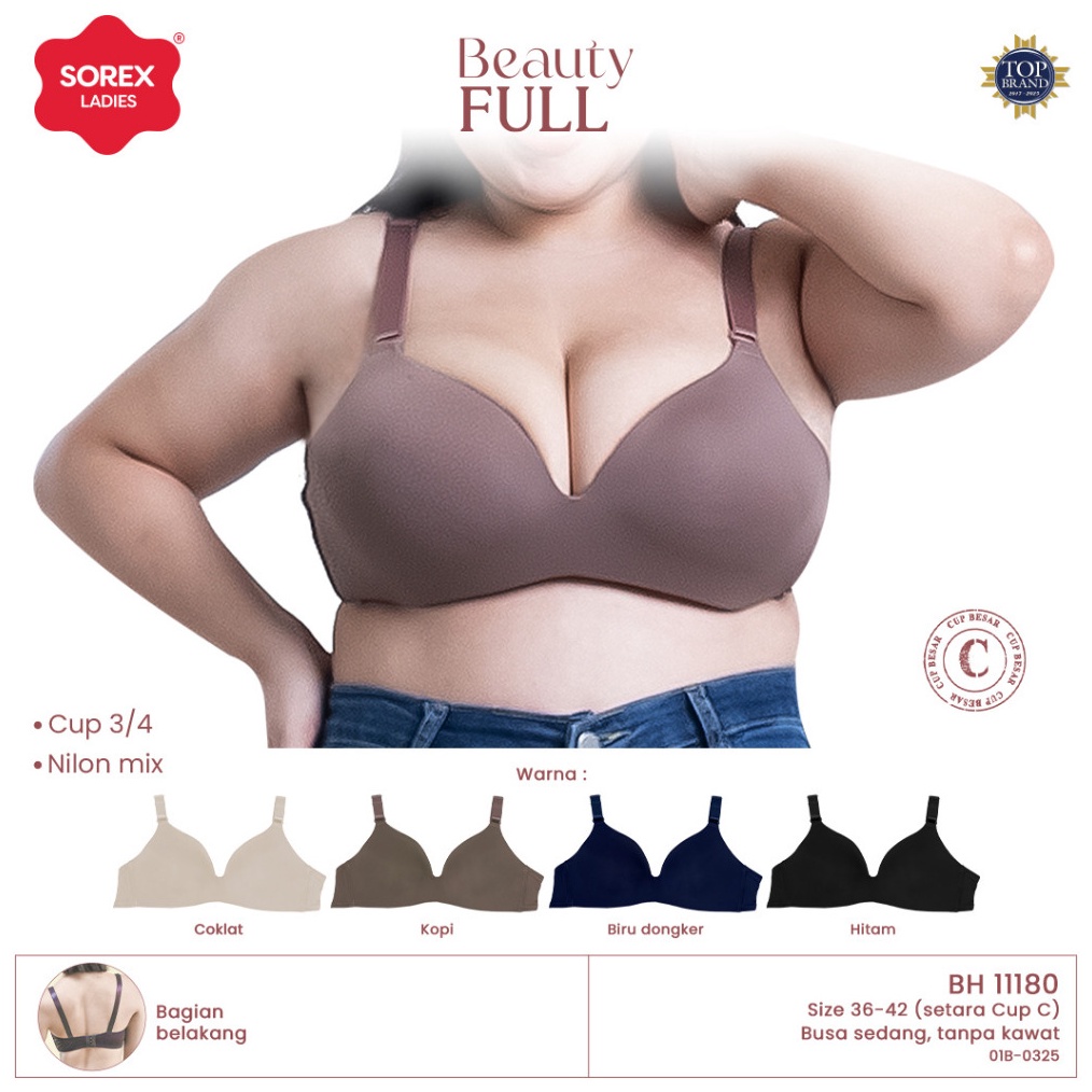 KODE Y32Q Sorex Beauty Full Bra Busa Big Cup Tanpa Kawat Kait 3 Cup C BH 1118